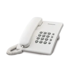 Panasonic KX-TS500 Integrated Telephone System – Corded Landline Phone, White, 4-Step Handset Volume, Timed Flash, Redial Memory