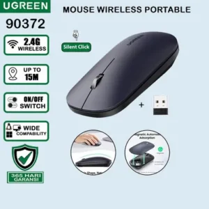 UGREEN MU001 Portable Wireless Mouse – Slim, Silent Click, 4000DPI, 2.4G USB, 18-Month Battery Life, Lightweight & Ergonomic – Compatible with Windows/macOS/Linux