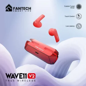 FANTECH WAVE 11 TW11V2 Wireless Earphones – Bluetooth 5.3, 13mm Drivers, Type-C Charging, Up to 5 Hours Playtime, Clear Mic Sensitivity, Red