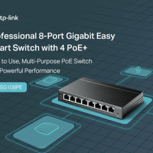 TP-Link TL-SG108PE 8-Port Gigabit Easy Smart Switch – 4× PoE+ Ports 64W Budget, VLAN, QoS, IGMP Snooping, Auto-Recovery, Fanless Metal Case, Desktop/Wall-Mount