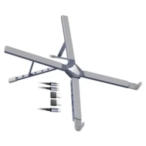 GEATIX Foldable Laptop Stand, 6-Speed Adjustable, Aluminum Alloy, PD 100W, 2 USB, 2 Type-C, Multi-Angle, Heat Dissipation, Docking Station for macOS/Windows/Linux