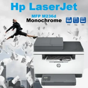 HP LaserJet MFP M236d – Monochrome (BLACK & WHITE) Laser Printer :  ” Print , Copy, Color Scan” , 30 ppm, Auto Duplex, USB, Secure Printing, Compact Design, Energy Efficient