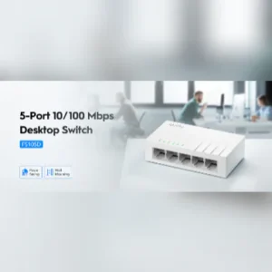 CUDY FS105D 5-Port 10/100Mbps Unmanaged Desktop Switch FS105D 3.0 With Low Power Consumption, 5 Fast Ethernet Ports, Desktop Or Wall-Mount, MAC Table 512