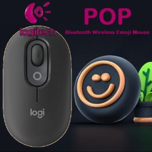 Logitech POP Bluetooth Wireless Mouse Emoji Customizable – 1000 to 4000  DPI – Connect up to 3 devices – 10 meters Wireless Range –  Battery Powered –  Compatible with Windows® , macOS , ChromeOS™ ,  iPadOS , Microsoft Surface | NIGHTFALL 910-007160