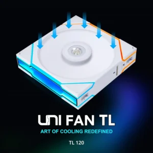 UNI FAN TL 120 White Performance ARGB Fan With LCP Blades, Dual-Zone RGB, Infinity Mirror, 90.1CFM Airflow, 2600RPM Speed, 33dB Noise, 28mm Frame, FDB Bearing | WHITE