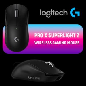 Logitech G PRO X SUPERLIGHT 2 LIGHTSPEED Wireless Gaming Mouse, 4K Polling, Lightweight, LIGHTFORCE Hybrid Switches, HERO 2 Sensor, 32,000 DPI, 5 Programmable Buttons, USB-C Charging, PC & Mac | Black 1 Month Warranty