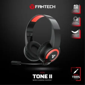 FANTECH HQ56 Tone II Wired Gaming Headset – 40mm Drivers, Foldable Mic, 1.5m Cable, Lightweight 175g, On-Ear Comfort, 3.5mm TRRS Plug – PC, Console & Mobile Compatible