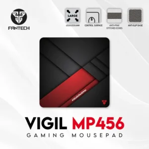 FANTECH MP456 Vigil Gaming Mouse Pad – 450x450x4mm, Slick Water-Repellent Speed Surface, Anti-Slip Rubber Base with Wave Structure, Durable Sewed Edges, Comfortable Cushioning, Black