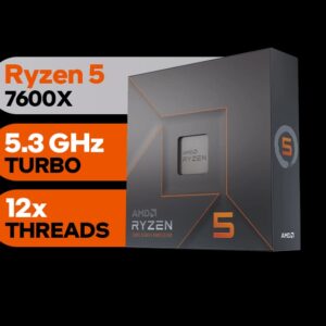 CPU AMD Ryzen 5 7600X – 6-Core 4.7 GHz – Socket AM5 – 105W Desktop Processor – 32MB L3 Cache – with AMD Radeon Graphics controller | 1 YEAR WARRANTY