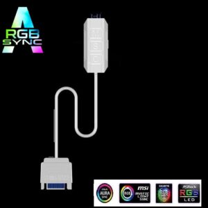 ARGB Controller 5V 3Pin SATA Power ; ARGB Controller , Fans Controller for Rainbow Case Fans, PC Rainbow LED Strip, Computer ARGB Fans – WHITE