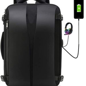 Black Laptop Backpack – Accommodates Up To 15.6″ Laptops & Tablets – Waterproof – Heavily Padded For Sensitive Electronics Protection –  USB Charging Port – Inner Pockets – 34 x 17 x 47 cm – Luggage Strap -Multifunctional For University  , Travel , Business