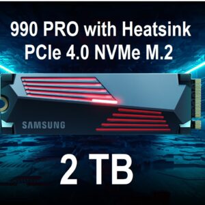 SAMSUNG 990 PRO w/ Heatsink SSD 2TB, PCIe PCIe Gen 4.0 x4, NVMe 2.0 Internal Solid State Hard Drive, Seq. Read Speeds Up To 7,450MB/s for High End Computing, Workstations, Compatible w/ PlayStation 5, MZ-V9P2T0GW