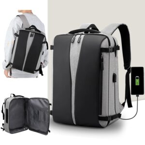 Laptop Backpack – Accommodates Up To 15.6″ Laptops & Tablets – Waterproof – Heavily Padded For Sensitive Electronics Protection – USB Charging Port – Inner Pockets – 34 x 17 x 47 cm – Luggage Strap -Multifunctional For University , Travel , Business – Black & Grey