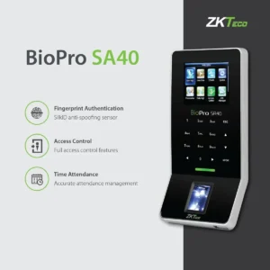 ZKTeco BioPro SA40 | Fingerprint Time Attendance & Access Control Terminal | Ultra-Slim Design | 3,000 Fingerprints | No Wi-Fi | Multi-Interface Support