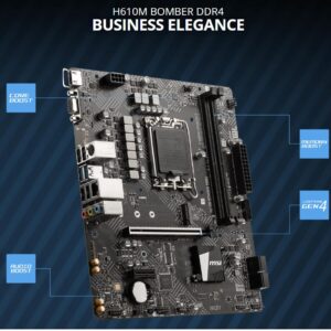 MSI H610M BOMBER DDR4 Motherboard Micro-ATX [Intel H610M Chipset] Supports 12th Generation CPU (LGA1700) 911-7D46-093 – 1 Year Warranty