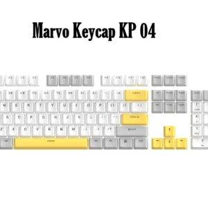 Marvo Keycap KP 04 YL White Yellow Gray, PBT Material, Cherry Profile, MX Switch Compatibility, Durable & Wear-Resistant Keycap Set for Mechanical Keyboards