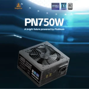Segotep PN750W | 80+ Platinum | 750W ATX 3.1 Non-Modular PSU | PCIe 5.1 Ready | AI Temp Control | High Efficiency Power Supply | Black