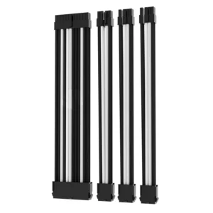 ASIAHORSE 18AWG Black-White PSU Cable Extension Kit – 4 Pack (24-Pin ATX, 4+4 Pin EPS, 2x PCI-E 6+2) Braided Sleeved, Soft Nylon, Cable Combs, Universal Compatibility