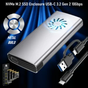 NVMe M.2 SSD Metal Enclosure USB-C 3.2 Gen 2 10Gbps Adapter With Tool-Free Design, UASP Trim Support, M-Key/B+M Key For 2242/2280 PCIe SATA SSD | GREY