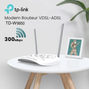 TP-Link 300 Mbps Wireless VDSL/ADSL Modem Router, Single-Band, Broadband Speed Up To 100 Mbps, Versatile Connectivity, 4x Fast Ports, TP-Link Tether App, Easy setup (TD-W9950)