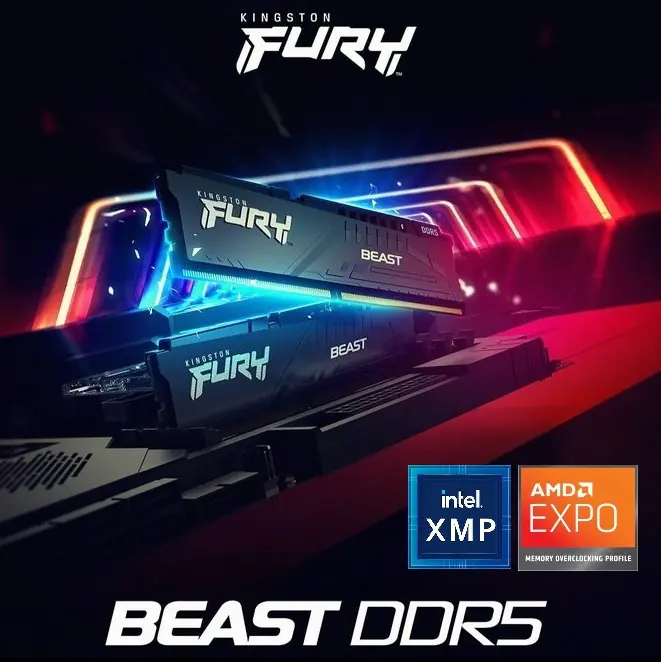 Kingston Fury Beast 16GB 6000MT/s DDR5 RAM CL36 1.35V Desktop Memory Single Module | AMD® EXPO & Intel XMP | Plug N Play | 288-Pin DIMM | KF560C36BBE2-16