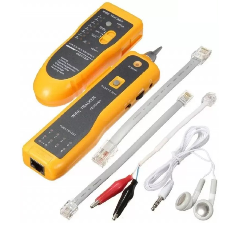 AR-868 Wire Tracker Kit , Cable Break Point Tester for Network Cable (RJ45), Ethernet LAN, Telephone Line (RJ11) with 2X 9V Batteries , Crocodile Clamp , RJ11 Cable , RJ45 Cable, Earphone , Cable Receiver , Cable Emitter