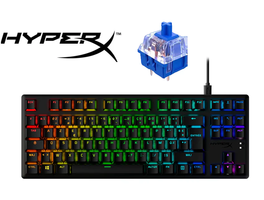 HyperX Alloy Origins Core PBT HX Blue Keyboard – Compact Tenkeyless, RGB Backlight, HyperX Blue Switches, Detachable USB-C Cable, 50g Actuation, Anti-Ghosting, Game Mode