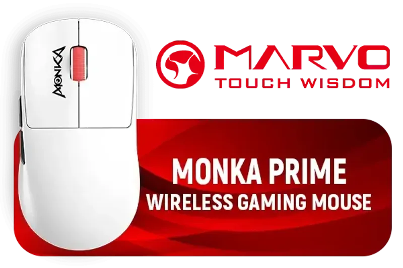 Marvo Monika G997W Wireless Gaming Mouse, 26,000 DPI, 6D Programmable Buttons, 4000Hz Polling Rate, 80M Clicks Durability, USB/USB-C, Ultra-Light 53g, Ergonomic Design