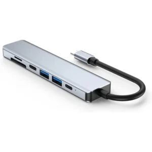 BYL 7-in-1 USB-C Hub With 4K HDMI, PD 100W Fast Charging, 2 USB 3.0 (5Gbps), SD/TF Card Reader & Extra USB-C Port For Laptops & More