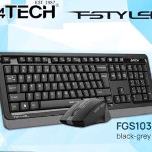 A4ech FGS1035Q 2.4G Wireless & Keyboard Mouse Set – Quiet Key Keyboard + Silent Clicks Mouse Set  – 2.4GHz Wireless – 1200-1600-2000 DPI – Right-Handed Fit Mouse – Multimedia Hot Keys – Dark Grey 