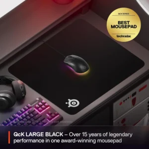 SteelSeries QcK Heavy Large Extra Thick Micro-Woven Gaming Mousepad – 450x400x6mm – Non-Slip Rubber Base, Maximum Wrist Comfort, Precision Tracking & Pro Esports Approved | BLACK 