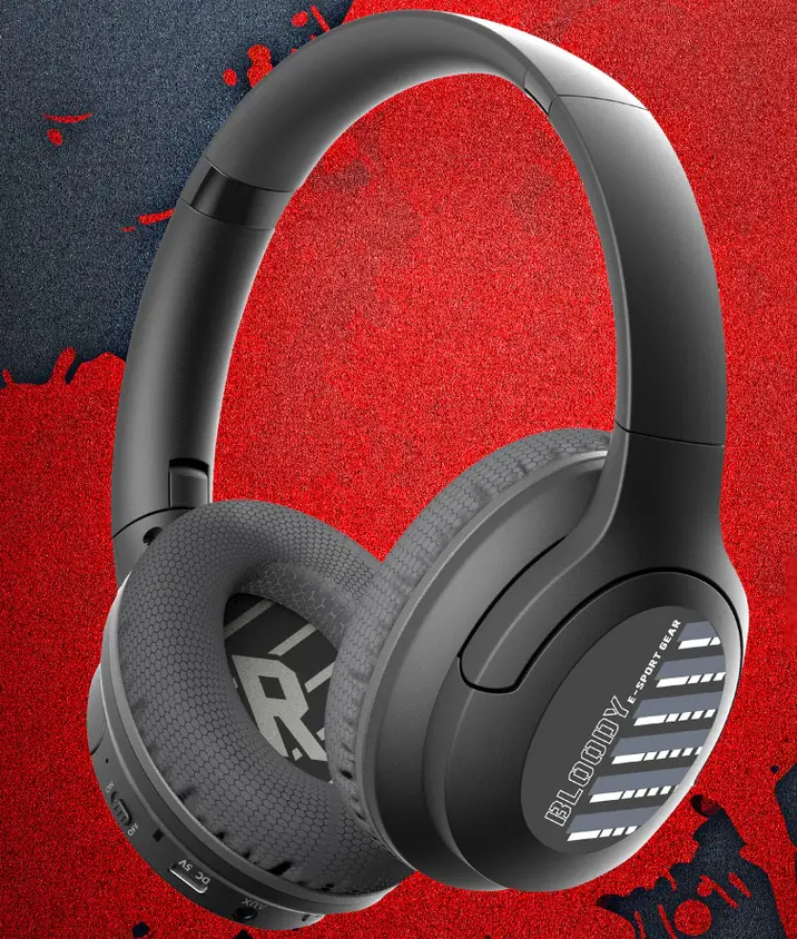 BLOODY MH360 Wireless Headset – 35H Playback, Bluetooth v5.3, ENC Omni Mic, M.O.C.I. Sound Tech, 3-Way Folding, USB-C Fast Charging, 3.5mm Audio – Black