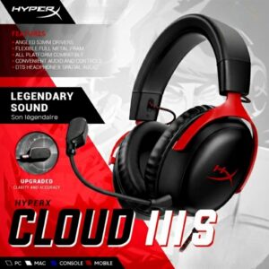 HyperX Cloud III S Wireless Gaming Headset – 120Hr Battery, Bluetooth & 2.4GHz, DTS® Spatial Audio, 53mm Angled Drivers, Dual Mic System, Premium Comfort, Multi-Platform Ready