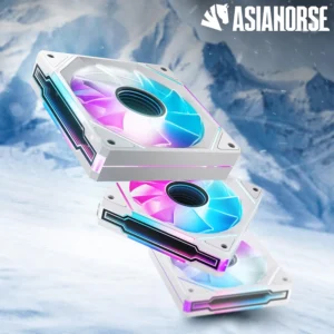 AsiaHorse AMICI GT ARGB 120mm PWM Fan 3-Pack – Forward White, Infinity Mirror, 24 ARGB LEDs, 1800RPM, 68.5CFM, 2.0mmH2O, HDB Bearing, Low Noise 30dB, Sync-Compatible
