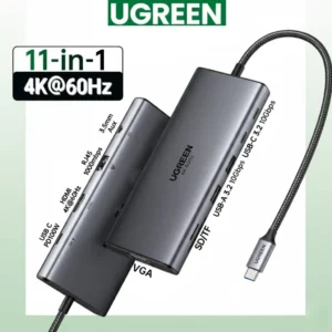 UGREEN CM639 11-in-1 USB-C Docking Station | Dual 4K Display HDMI + VGA | 100W PD Fast Charging | 10Gbps USB-C/A | Gigabit Ethernet | SD/TF Reader | Audio Jack | Plug & Play