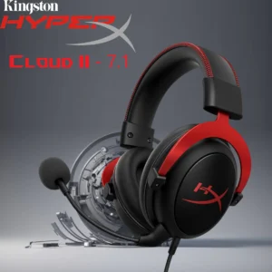 HyperX Cloud II – Gaming Headset, 7.1 Surround Sound, Memory Foam Ear Pads, Durable Aluminum Frame, Detachable Microphone, Works with PC, PS5, PS4, Xbox Series X|S, Xbox One | Red – OPEN BOX