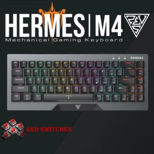 GAMDIAS HERMES M4 Gaming Mechanical Keyboard 65% Form Factor , Hotswappable Red Switch , 20 RGB Effects ,Anti-ghosting With N-key Rollover , Software Customizable Macro Key , Metal Contoured Finish