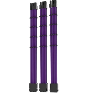 ASIAHORSE 18AWG 8(6+2) Pin GPU Extension Cable Kit – 3-Pack, 30cm, Purple, Phosphor Bronze Terminals, High-Durability PCIe Power Extension