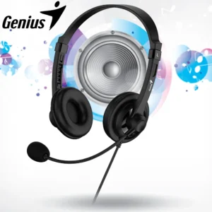 GENIUS HS-230U USB Headset: Adjustable Headband, Bendable Microphone, 108 dB Sensitivity, In-line Volume Control, Plug-and-Play USB-A or USB-C Connectivity, Lightweight 98g Design, Ideal for Calls, Video Conferencing, and Music