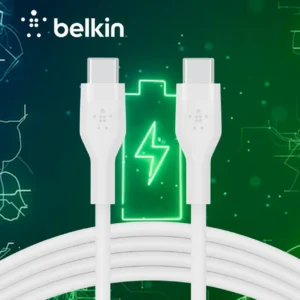 Belkin BoostCharge Flex Silicone USB C Charger cable, USB-IF Certified USB type C to USB type C Charging Cable for iPhone 16, 15, Galaxy S24, S23, iPad, MacBook, Note, Pixel and more | 1meter , WHITE