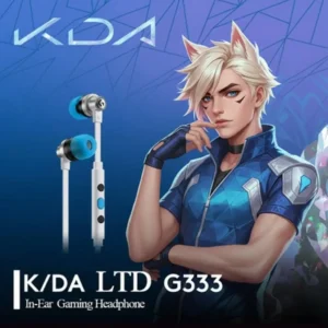 Logitech G333 K/DA Dual-Driver Gaming Earphones with Mic – White/Blue | League of Legends Edition | 3.5mm & USB-C Connectivity | Hi-Fi Sound, Aluminium Build, Multi-Platform Ready