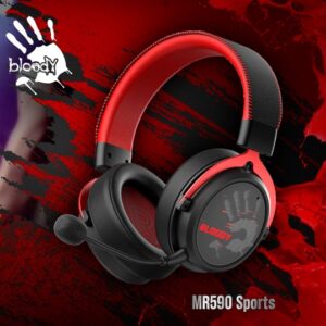  Bloody MR590 RGB GAMING WIRELESS HEADSET – 7-Color Cycle Backlit –  Gaming grade 2.4GHz transmission – Bluetooth v5.3 Type-C Receiver – Hybrid Diaphragm Fiber – Dual ENC Noise Cancelling Microphones – 3D Memory Foam Protein Leather Earpads – Anti-Interference 