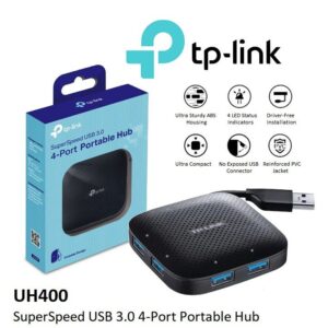TP-Link UH400 USB 3.0 4-Port Portable Hub – 5Gbps SuperSpeed Data Transfer, Compact Design, Built-In Cable, Plug & Play, Compatible with Windows, Mac OS X & Linux