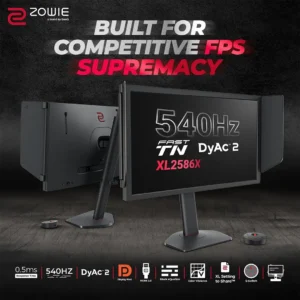 BenQ Zowie XL2586X | 24.1 | Fast TN 540Hz 0.5ms Gaming Monitor for Esports | Motion Clarity DyAc2 | 1080p | XL Setting to Share | Shielding Hood | New Industrial Grade Ball Bearing Height Adjustment
