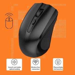 JEQANG JW-209 2.4G WIRELESS Optical MOUSE , Ergonomic & Lightweight , 800-1200 DPI , 10 meters Transmission Distance , Battery Powered – Black