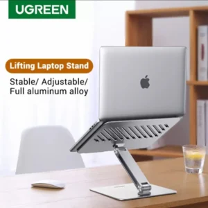 UGREEN Adjustable Laptop Stand – Aluminum, Silver, Compatible with 13″–17.3″ Laptops, Foldable, 15KG Load, Ultra-Light 270g, Heat Dissipation Design
