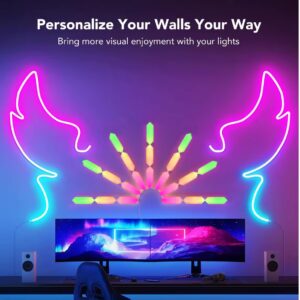 Smart 3D LED RGB Wall Lights, Smart RGBIC Hexagon Shape Lights 20 Cm Each  – App Control  Or Remote Control – Music Sync – For Gaming Room Streaming , Gaming Setup, Home Décor , (6 Panels / Pack)