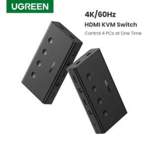 UGREEN 4×1 HDMI KVM Switch Box | 4K@60Hz Ultra HD | USB Keyboard & Mouse Sharing | 3 Switching Modes | Wide Compatibility with PC, Mac, Consoles