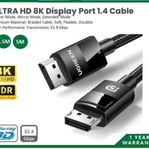 ULTRA HD 8K DISPLAYPORT 1.4 MALE TO MALE CABLE UGREEN DP114 – 80391