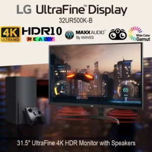 LG 32UR500K-B 31.5″ UltraFine 4K HDR Monitor With 3840×2160 UHD Resolution, HDR10, DCI-P3 90%, VA Panel, Dynamic Action Sync, Black Stabilizer, MaxxAudio® Stereo Speakers